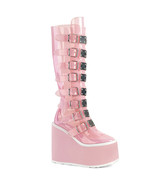 DEMONIA SWING-815C Women&#39;s Pink 5&quot; Platform Knee High W/ 8 Buckle Straps... - $139.43 CAD