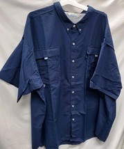NWOT-Columbia Men's Size 5X/ 5XT Collegiate Navy PFG Bahama Short Sleeve Shirt image 2