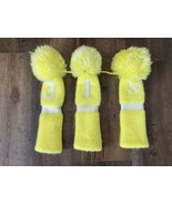 Vintage Sock Type Golf Club Head Covers Yellow with White 1, 3, X Excellent - £19.32 GBP