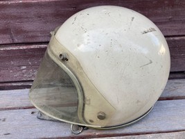 Vtg 70&#39;S Arthur Fulmer AF40 Af 20 White Motorcycle Helmet W Face Shield - £76.45 GBP