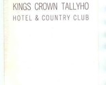Kings Crown Tallyho Hotel &amp; Country Club Menu Las Vegas Nevada 1965 - £616.78 GBP