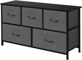 Azl1 Life Concept Extra Wide Dresser Storage Tower With Sturdy Steel, Dark Grey - £44.01 GBP