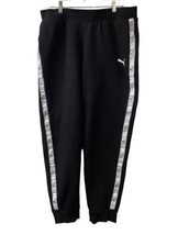 Puma Black Mens Size Large White Stripe Heavy Fleece Pants Joggers - £16.50 GBP