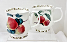 2 Hooker's Fruit Rosina Queens Footed Mug Peach &amp; Apples Bone China Grea... - $32.18