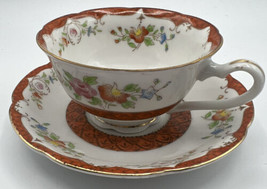 Teacup and Saucer Merit Occupied Japan Hand Painted Slightly Scallop Edge 1946 - £14.13 GBP