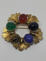 Vintage Winard 12k Gold Filled GF Scarab Bead Wreath Brooch Pin - £19.58 GBP