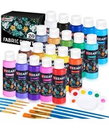 Fabric Paint Yeeart 20 Colors Permanent Soft Fabric Paint Set for Clothe... - $40.57