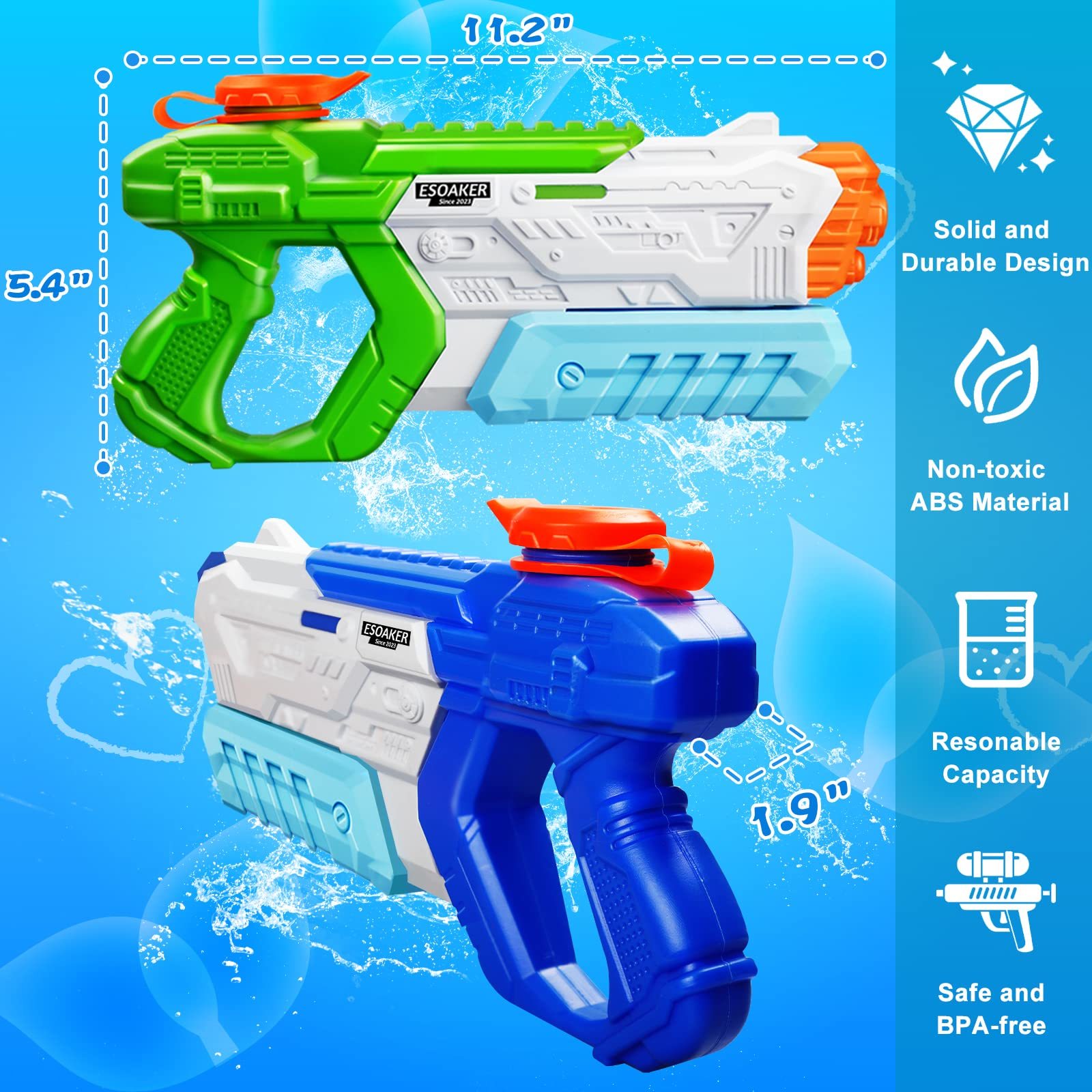 600cc Blue Water Gun Kids Adults Long Rang Summer Toy for Swimming Pool ... - $15.00
