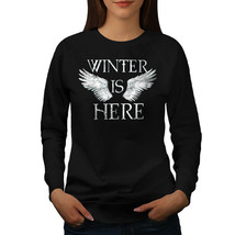 Wellcoda Winter Here Womens Sweatshirt, Black Wings Casual Pullover Jumper - £22.86 GBP+