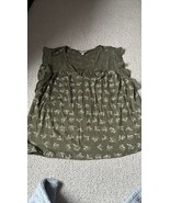 LUCKY BRAND Women’s Green Short Flutter Sleeve Floral Top Size M - $24.75