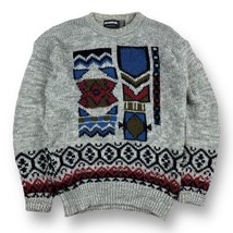Vintage 80s McGregor Geometric Acrylic Knit Sweater Size Medium Fair Isle Wool - £19.38 GBP