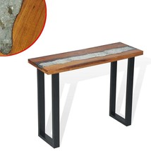 vidaXL Brown Teak Console Table with Glass Inlay, Storage - $3,927.57 MXN