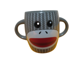 Sock Monkey Coffee Tea Mug Gray With Double Handles By Gallerie - £7.78 GBP