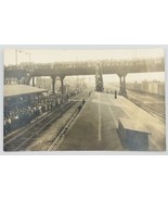 VTG 1920&#39;s AZO RPPC Unknown Train Station Depot with Hundreds Waiting Po... - £21.31 GBP