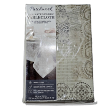 Patchwork Laminated Fabric Tablecloth Ease Like Vinyl Wipes Oblong Oval ... - $32.99