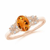 ANGARA Vintage Style Oval Citrine Ring with Diamonds for Women in 14K Solid Gold - £680.26 GBP
