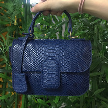 Women Ostrich Python Clutch Bag Summer Blue Tote Bag Pattern Leather Shoulder Ba - £36.97 GBP