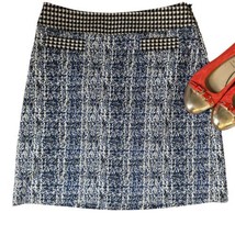 Cabi Blue White Stretch Knit Skirt Straight Side Zip Women&#39;s Size 6 - $24.75
