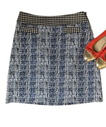 Cabi Blue White Stretch Knit Skirt Straight Side Zip Women&#39;s Size 6 - £19.42 GBP
