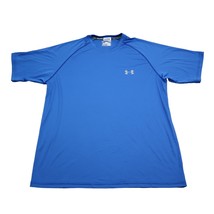 Under Armour Shirt Mens L Blue Heat Gear Regular Fit Short Sleeve Athletic Tee - £14.63 GBP