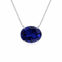ANGARA Lab-Grown Oval Blue Sapphire Pendant Necklace in 14K Gold (10x8mm,3.3 Ct) - £871.39 GBP