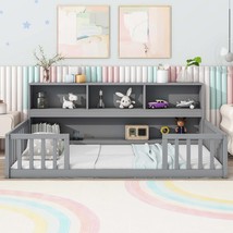 Grey Twin Bed with Bookcase &amp; Guardrails - $260.99