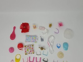 Lot of 34 Barbie Accessories Hats Glasses Pets Pillows Etc Doll Toys - $15.83