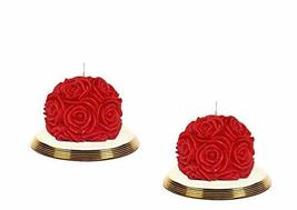 Paraffin Wax Smokeless Scented Pack of 2 Red Rose Flower Ball Shape Designer Can - £15.81 GBP