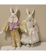 Vintage Easter Porcelain Mr. and Mrs. Bunny Rabbit 13.5&quot; Made in Taiwan ROC - $739.85 MXN