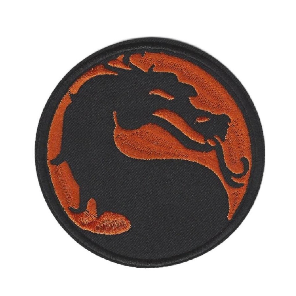 MORTAL KOMBAT DRAGON IRON ON PATCH 3.5&quot; MK Game Movie Embriodered Round ... - $3.50