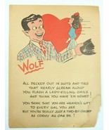 Vintage Vinegar Valentine Wolf Male Penny Dreadful Sarcasm Insult Poem E... - $8.99