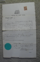 Original 1866 State of New York Surrogate Court Document with Seal and S... - $143.55