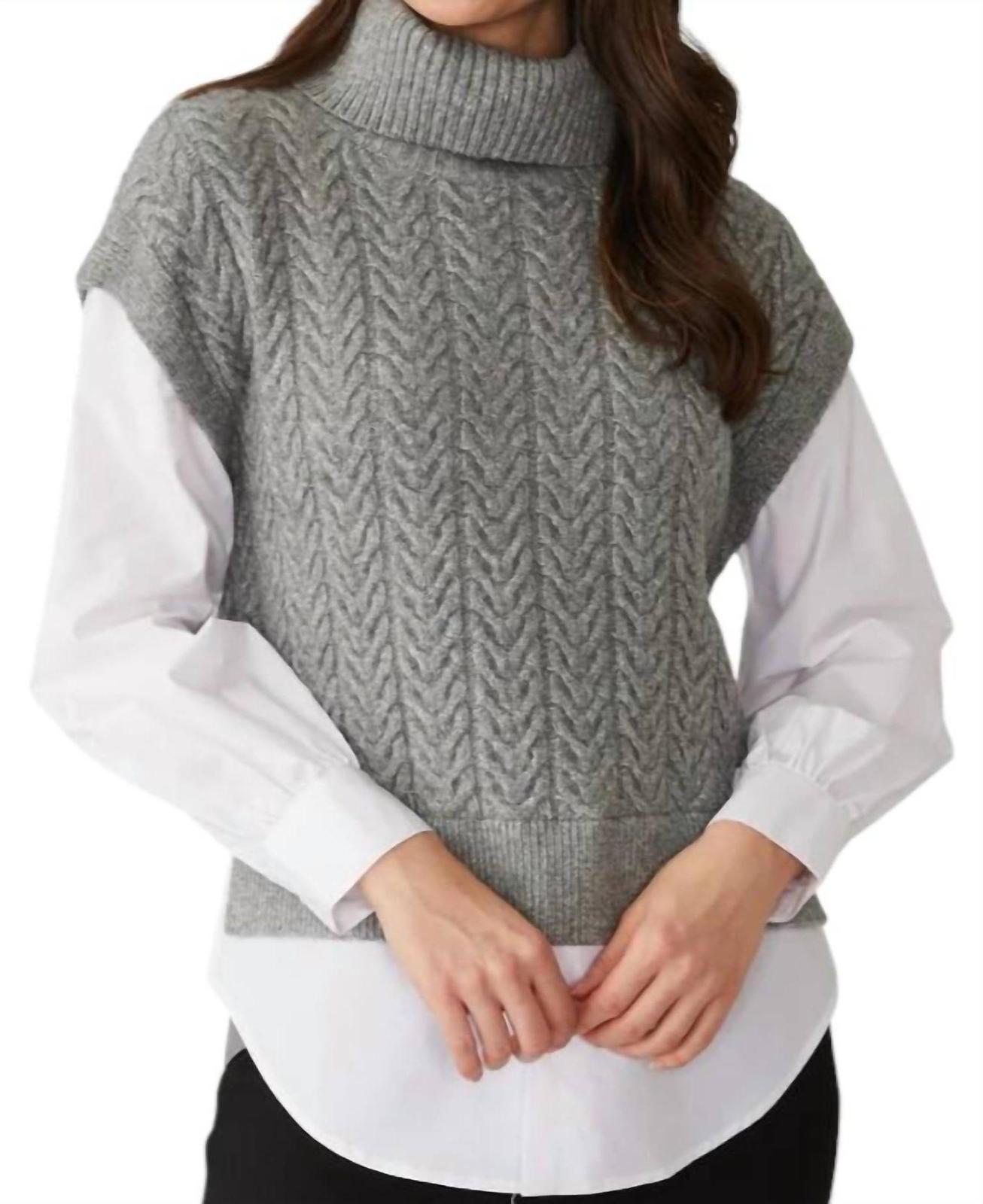 525 America Sofia Twofer Cable Vest Tunic Sweater Smoke Grey - $81.00
