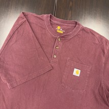 Carhartt Mens 2XL Burgundy Original Fit Pocket Button Henley T Shirt - $15.00