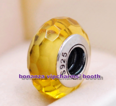 Sterling Silver Handmade Moments Fascinating Ochre Faceted Murano Glass Chaem - $4.60