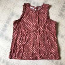 Maurices Clay Polka Dot Sleeveless Tank top Sz Small Ruffled  Arms - £16.17 GBP