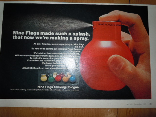 Nine Flags Shaving Colonge Print Magazine Ad 1969 - $6.99