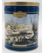 Currier &amp; Ives Round Popcorn Tin Houston Foods Co 6&quot; Diameter 7.25&quot; Tall - $12.19