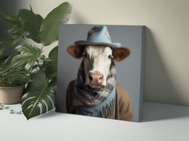 Funny Cow Picture Canvas Print Wall Art Painting Photo Home Decor Farmhouse - £34.02 GBP