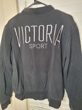 Victoria Sport Black Sweatshirt Bomber Jacket M zip up embroidered - $17.82