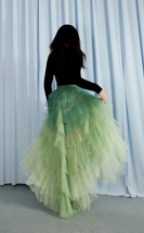 Green High-low Tiered Tulle Skirt Outfit Womens Plus Size Holiday Tulle Skirt image 5