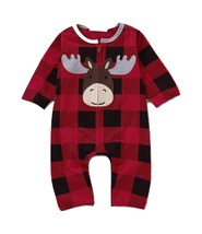 Baby Boy Moose Red Black Buffalo Check Sleeper Pajamas 12M 18M NWT - $13.10+