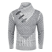 Men&#39;S Sweater High Neck Modern Fit Casual Knit Sweatshirt Autumn Winter A- White - £65.66 GBP
