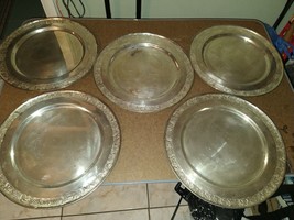 Pottery Barn Aluminum Tray 13&quot; Round Serving Plate Set Of 5 - £127.00 GBP