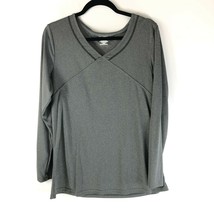Moheen Womens Top Cool Dri Long Sleeve V Neck Gray Size XL - $9.74