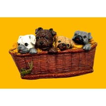 Adorable Puppies In Basket Wall Decoration – Hand-Painted Ceramic 7&quot; x 5&quot; - $11.77