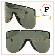 GUCCI AUTHENTIC Star Oversized Mask 0541 Black Gold Metal Sunglasses GG0541S 001 - £558.99 GBP