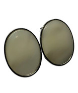 Vintage Clip On Mother Of Pearl Silver Tone Earrings - $15.39