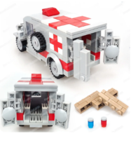 WW2 War Logistics Ambulance Building Block Moc Soldier Vehicle Christmas Gifts - £20.29 GBP