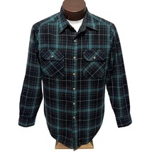 Vintage Outdoor Exchange Turquoise Black Plaid Flannel Shirt Acrylic Men... - $354.15 MXN